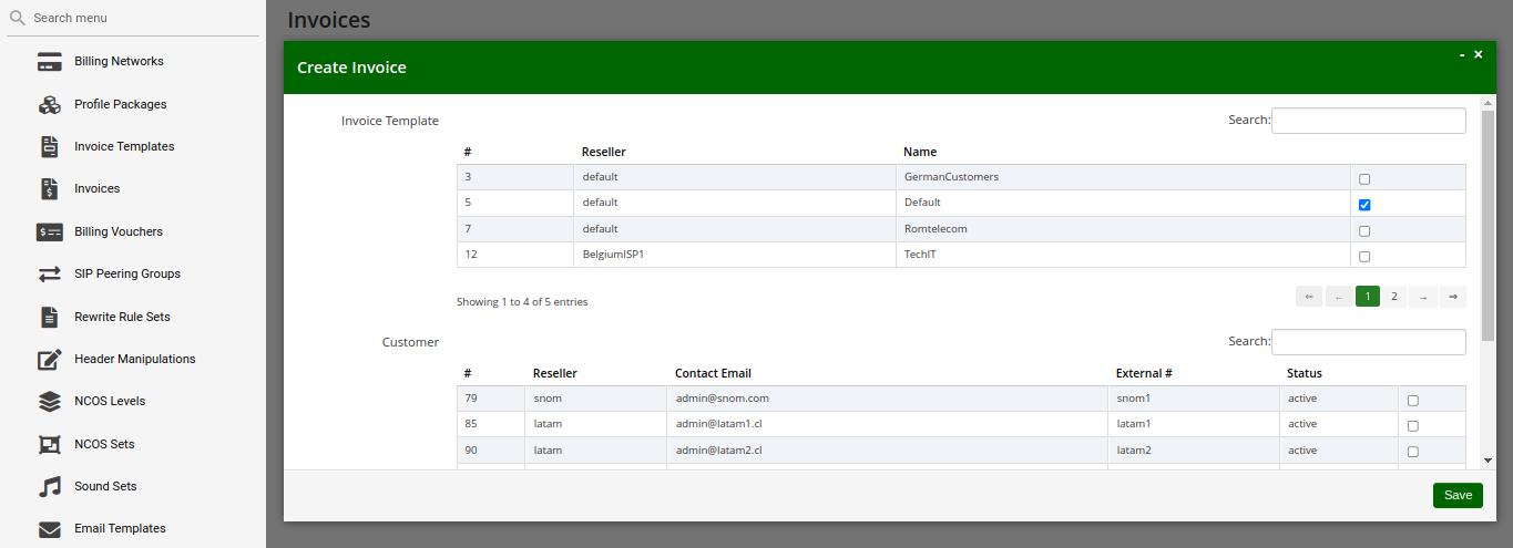 Invoice Management Interface