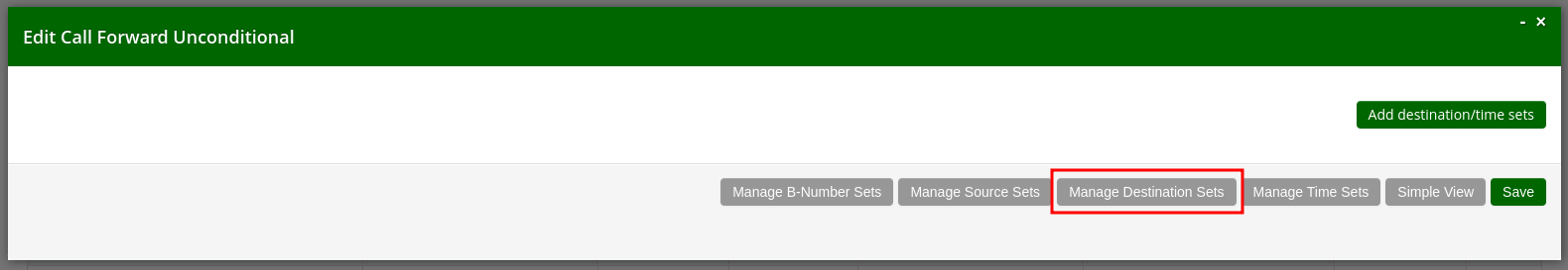 Manage Destination Sets