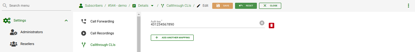 Save Subscriber Callthrough CLIs