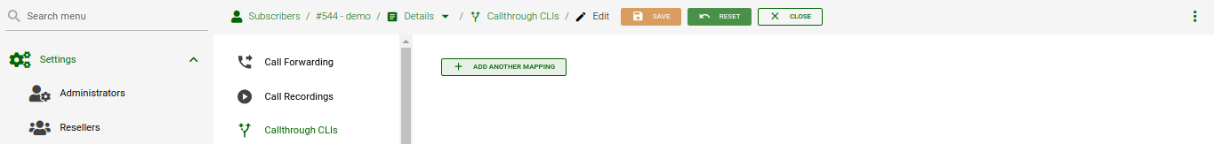 Add Subscriber Callthrough CLIs