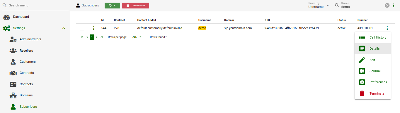 Subscriber Details
