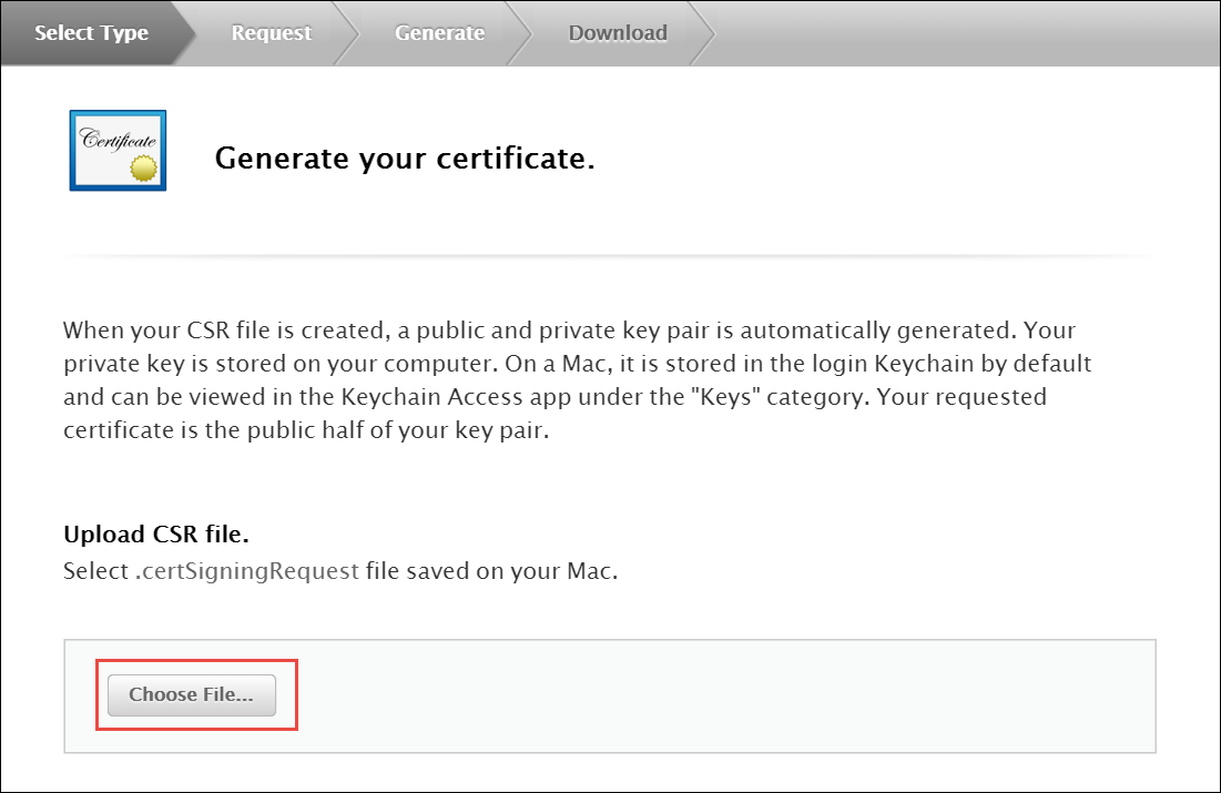 Create CSR - Generate Certificate