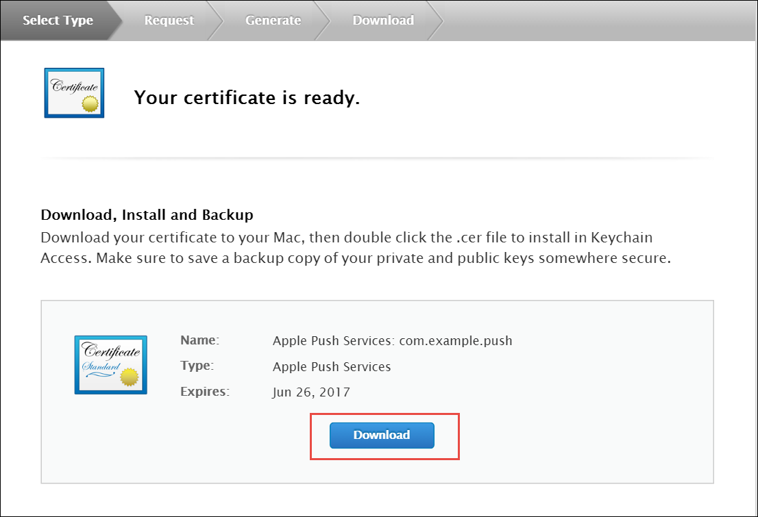 Create CSR - Download Certificate