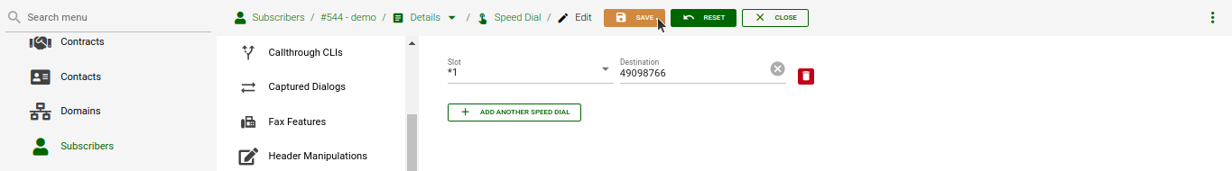 Set Speed dials