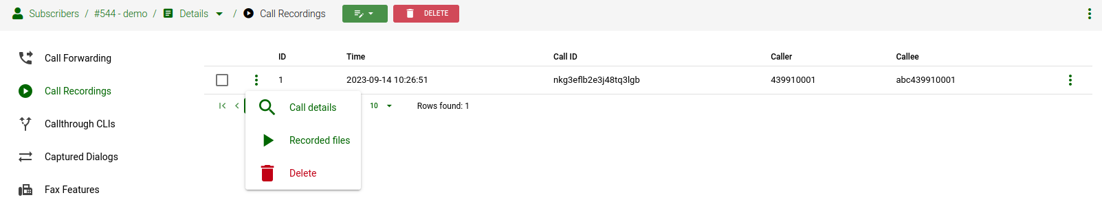 Call Recordings Details