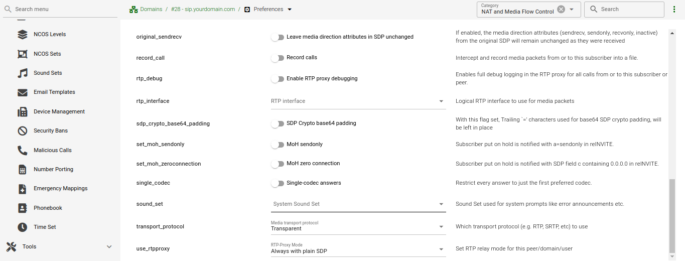 Setting Domain Sound Sets