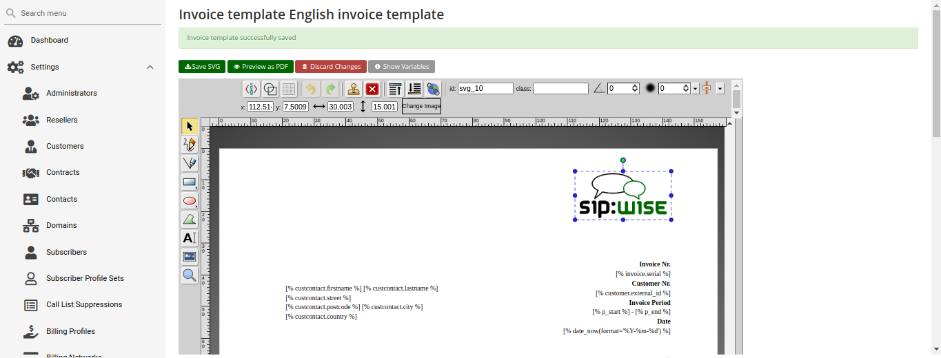 Change Invoice Templates Logo
