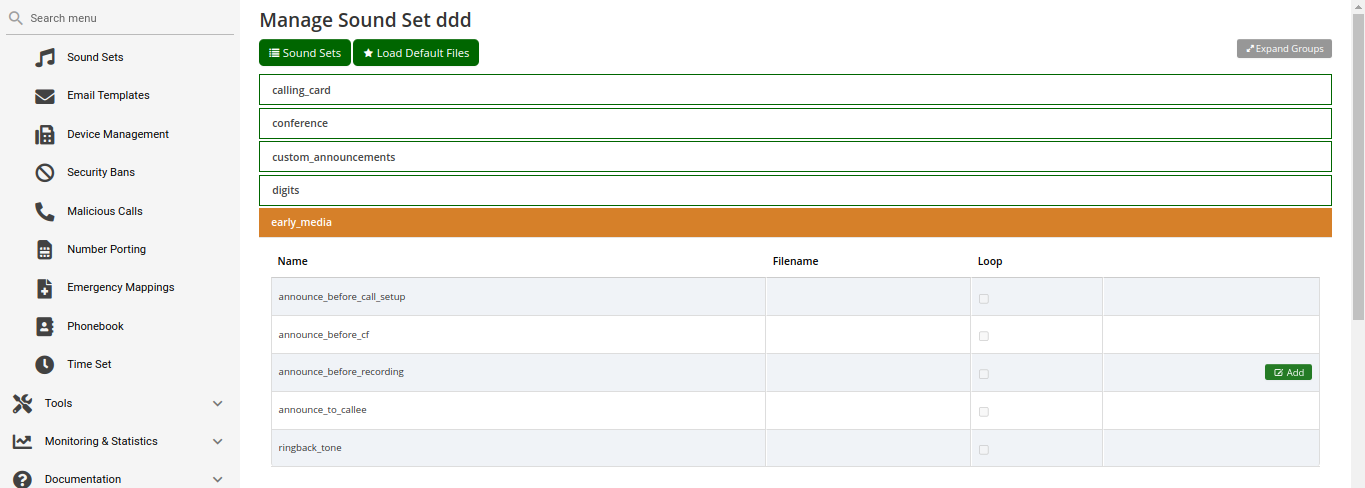Add Call Recording Announcement in Sound Sets