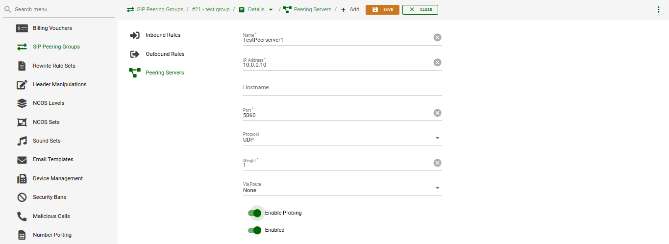 Enable Probing of Peering Server