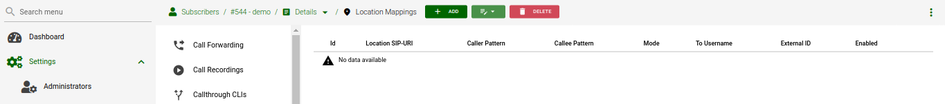 Location Mappings Section