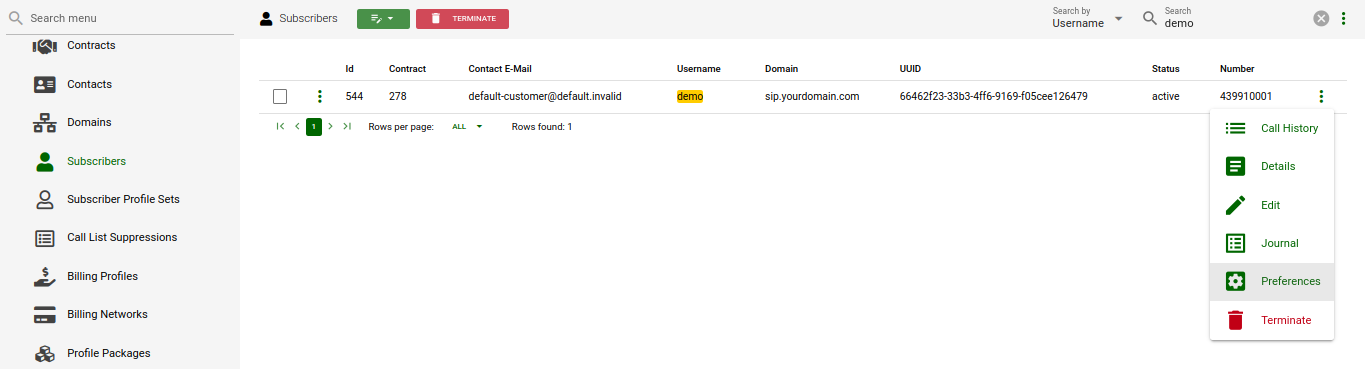 Subscriber Preferences