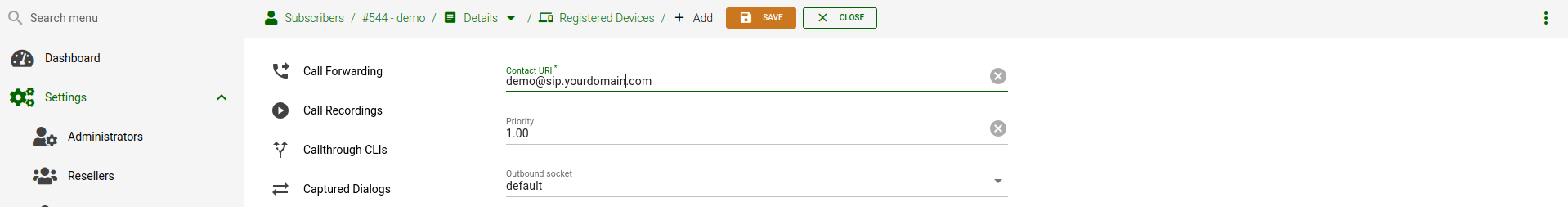 Add Subscriber Registered Devices