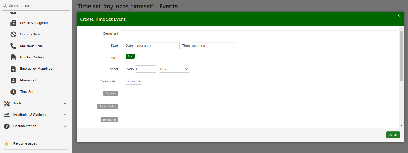 Time set event creation - Repeat