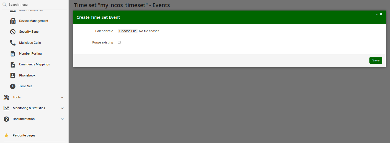 Time set events upload