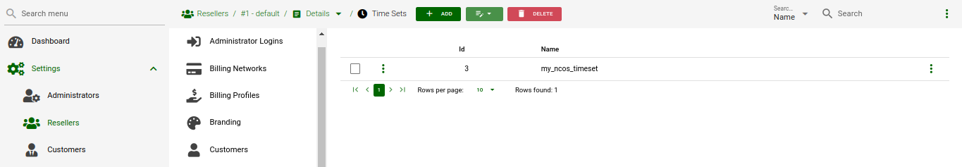 Time set interface for the reseller