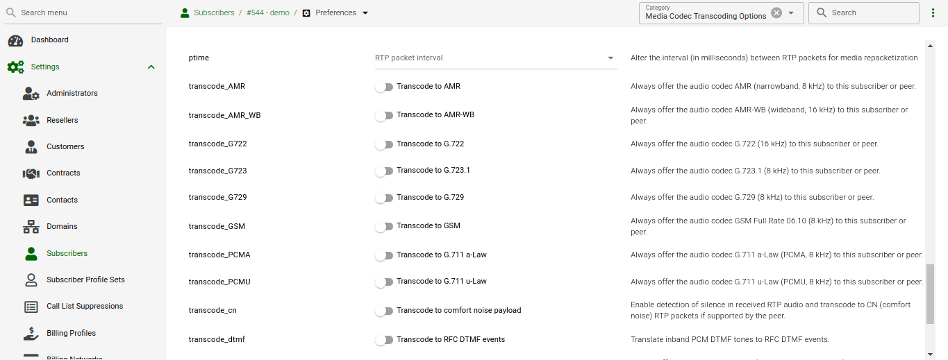 Transcoding Configuration