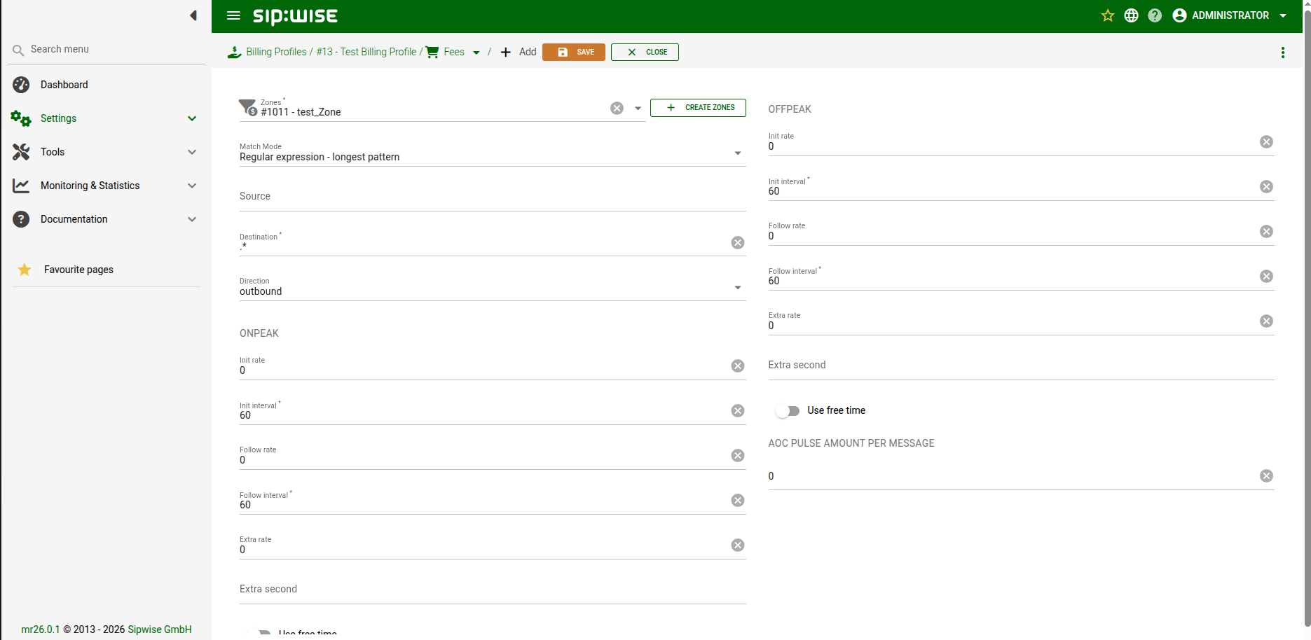 Create Billing Fee