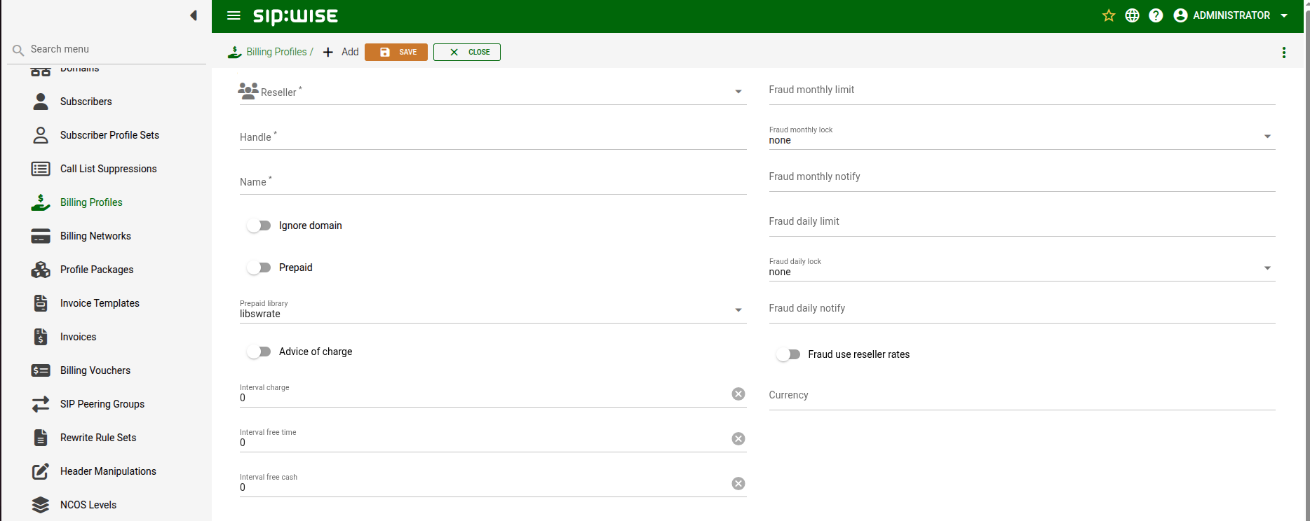 Create Billing Profile