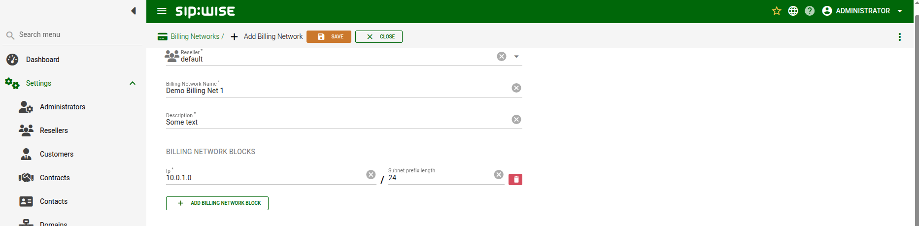 Creation of Billing Network