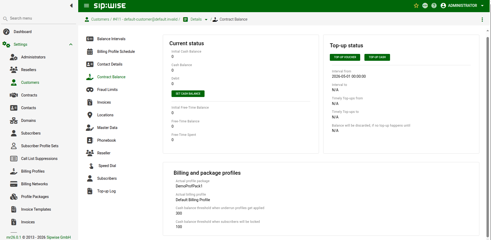Contract Balance Status