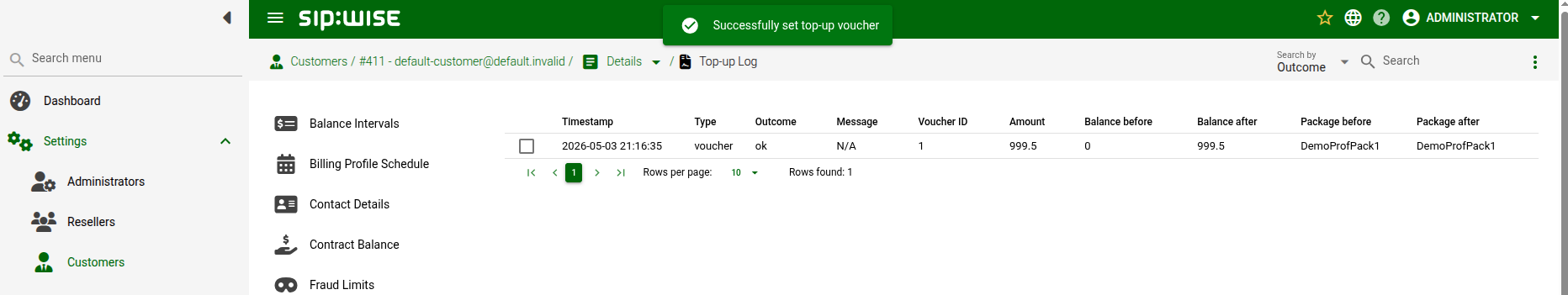 Balance Top-up Log
