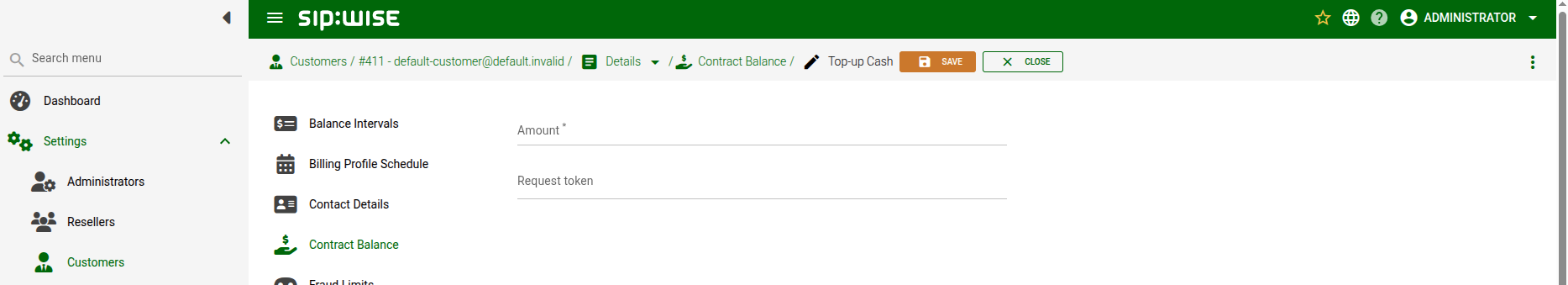 Balance Top-up with Cash