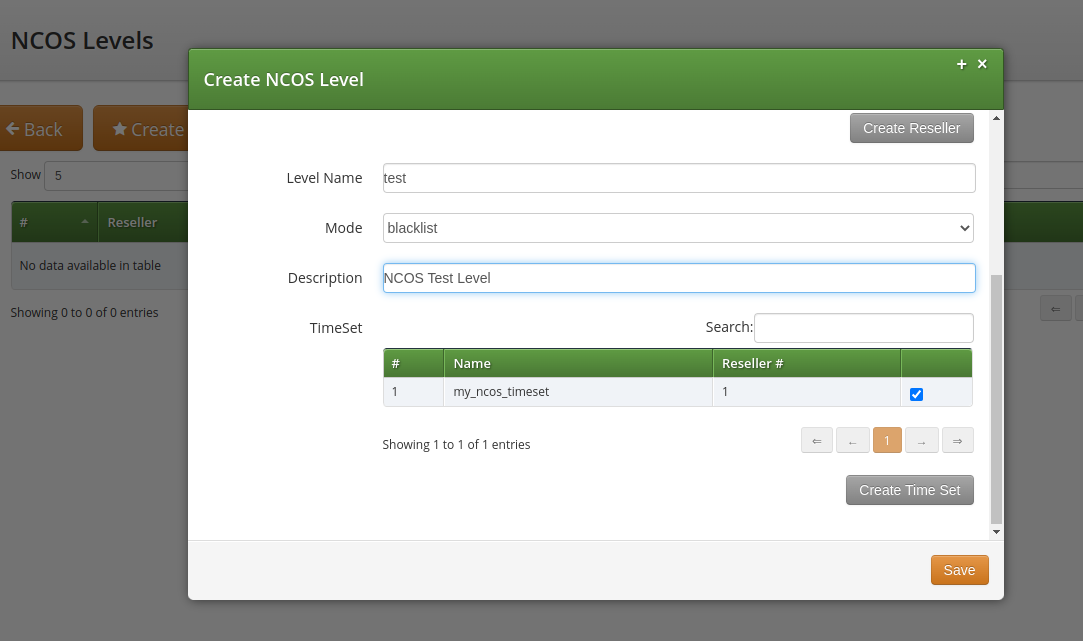 Create NCOS Levels