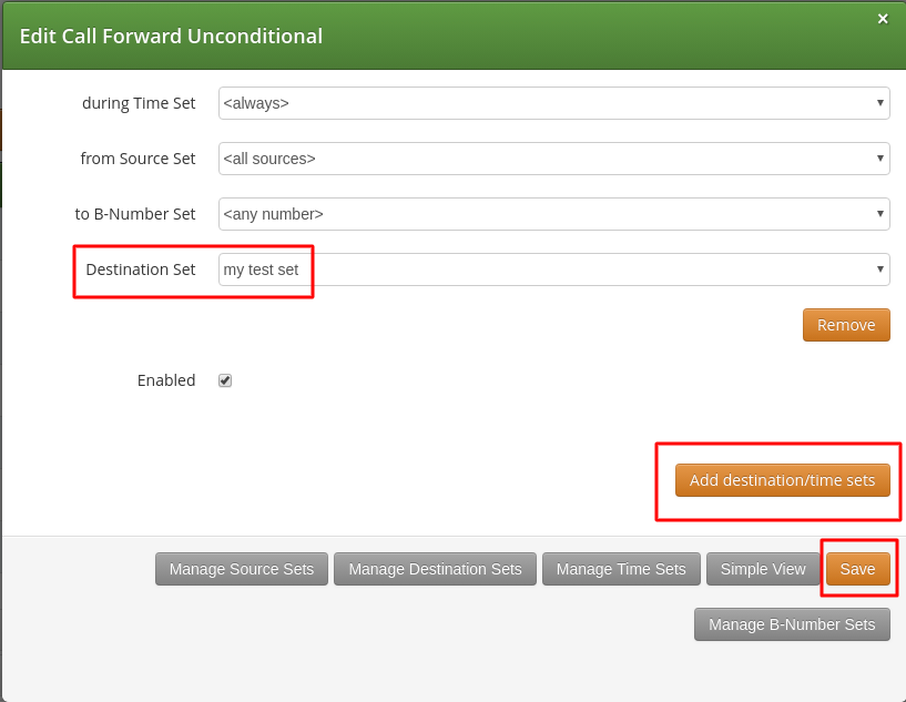 Assign CF Destination Sets