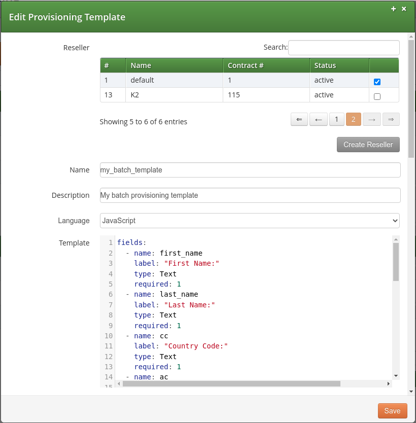 Create Provisioning Template