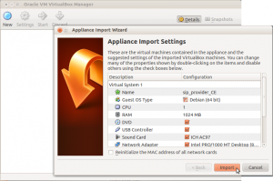 Import VM into Virtualbox