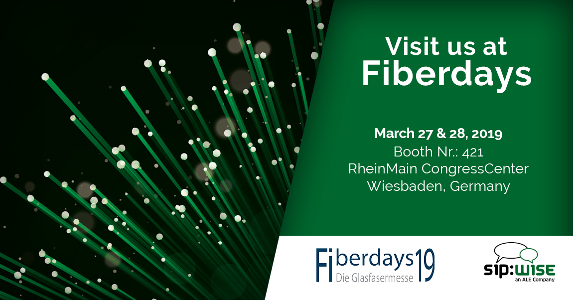 Sipwise exhibits at Fiberdays 2019 on March 27 & 28 in RheinMain CongressCenter Wiesbaden, Germany.